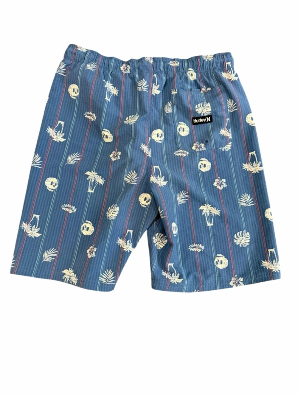 Hurley Boys XL Swim Trunks Blue Tropical Skull Print Board Shorts Mesh Lined - Picture 2 of 10